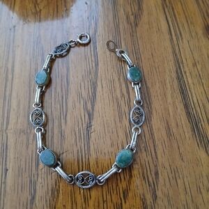 Vintage AZ Gold 12kt Filled Jade Bracelet